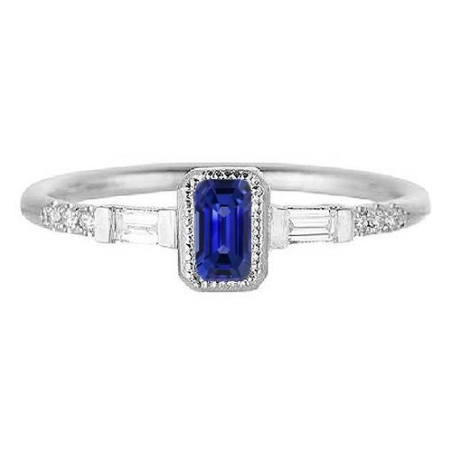 Halo-ring met blauwe saffier, stokbrood en ronde diamanten 1,50 karaat - harrychadent.nl