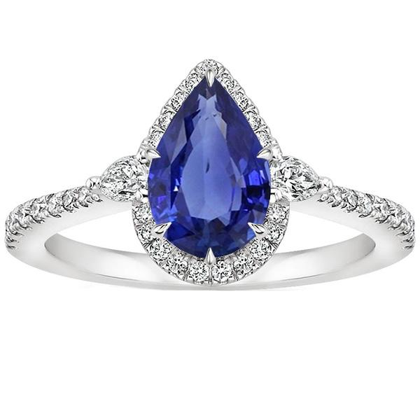 Halo ring peer geslepen Sri Lankaanse saffier & diamanten 5,25 karaat - harrychadent.nl