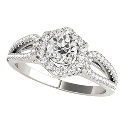 Halo-ring voor dames oud geslepen ronde diamanten 4,75 karaat gespleten schacht