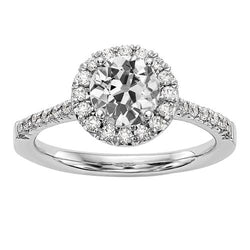 Halo-ring voor dames rond oud geslepen diamant met accenten 3,25 karaat