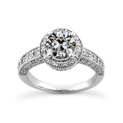 Halo ring voor dames ronde oude mijnwerker diamant 4,75 karaat