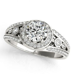 Halo ronde briljante diamanten verlovingsring 1.75 karaat WG 14K