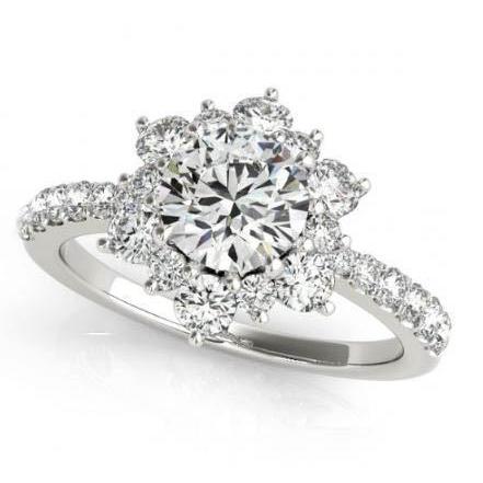 Halo ronde diamanten bloem stijl verlovingsring 2,25 karaat WG 14K - harrychadent.nl