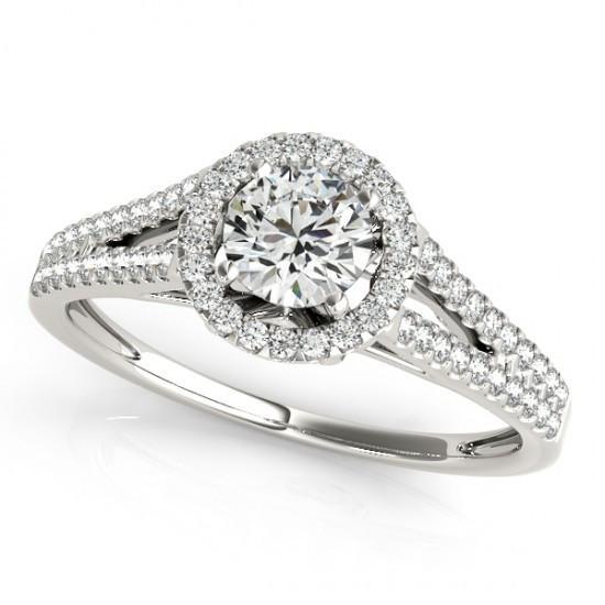 Halo ronde diamanten gespleten schacht verlovingsring 1,37 karaat WG 14K - harrychadent.nl