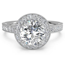 Halo ronde diamanten ring in antieke stijl wit 2,25 karaat goud 14K