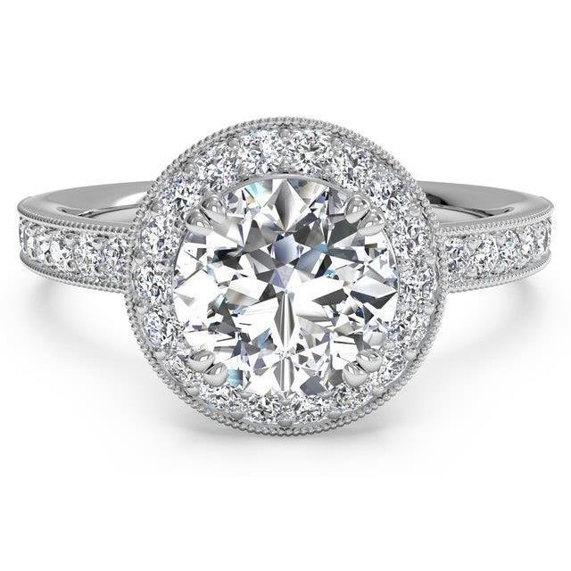 Halo ronde diamanten ring in antieke stijl wit 2,25 karaat goud 14K - harrychadent.nl