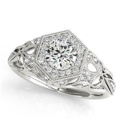 Halo ronde diamanten solitaire ring met accent 1,50 karaat WG 14K