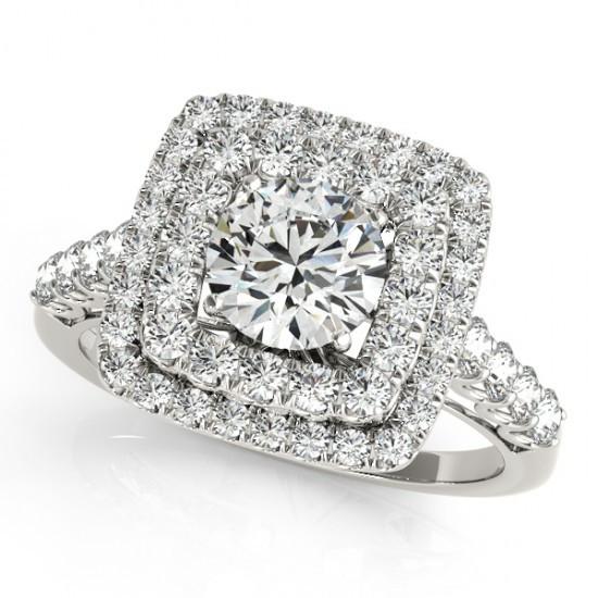 Halo ronde diamanten verlovingsring 1,50 karaat fancy wit goud 14K - harrychadent.nl