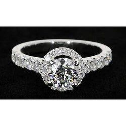 Halo ronde diamanten verlovingsring 2 karaat vrouwen sieraden