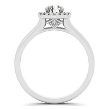 Afbeelding in Gallery-weergave laden, Halo ronde diamanten verlovingsring bloem stijl 1,0 karaat WG 14K - harrychadent.nl
