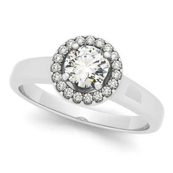 Halo ronde diamanten verlovingsring bloem stijl 1,0 karaat WG 14K