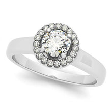 Afbeelding in Gallery-weergave laden, Halo ronde diamanten verlovingsring bloem stijl 1,0 karaat WG 14K - harrychadent.nl

