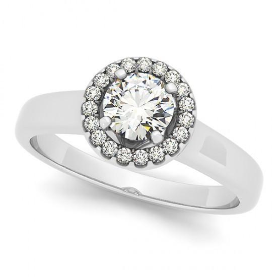 Halo ronde diamanten verlovingsring bloem stijl 1,0 karaat WG 14K - harrychadent.nl
