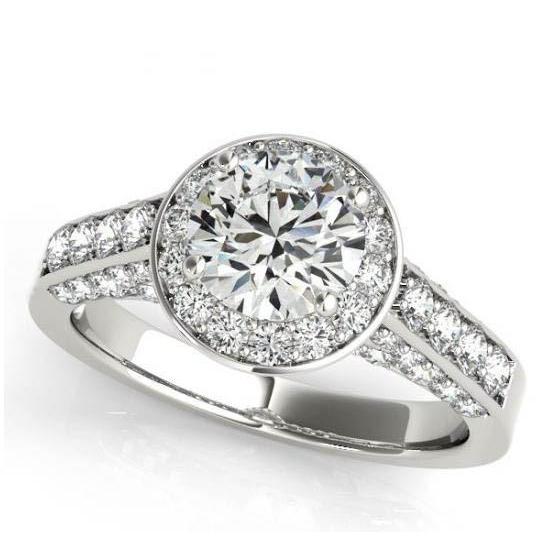 Halo ronde diamanten verlovingsring sieraden 1,75 karaat witgoud 14K - harrychadent.nl