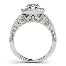 Afbeelding in Gallery-weergave laden, Halo ronde diamanten vintage stijl ring 1,25 karaat gegraveerd WG 14K - harrychadent.nl
