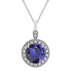 Halo ronde edelsteen hanger met ketting sieraden 3,75 karaat goud