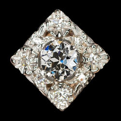 Halo ronde oude geslepen diamanten ring Milgrain antieke stijl 2 karaat