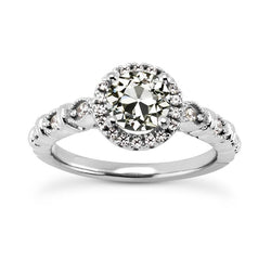 Halo ronde oude mijn geslepen diamanten ring dames sieraden 3,25 karaat