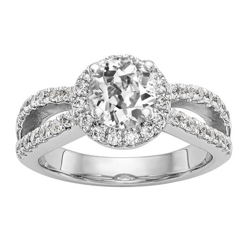 Halo ronde oude mijnwerker diamanten ring gespleten schacht sieraden 4,50 karaat - harrychadent.nl