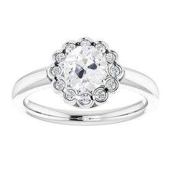 Halo ronde oude mijnwerker diamanten ring halve ring set 4 karaat bloem stijl