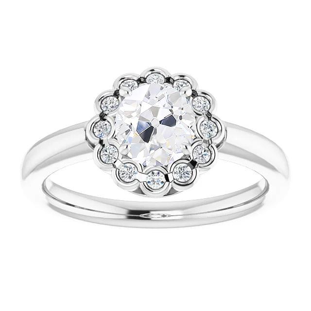 Halo ronde oude mijnwerker diamanten ring halve ring set 4 karaat bloem stijl - harrychadent.nl