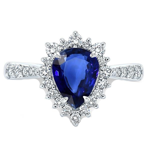 Halo-verlovingsring Sterstijl Blauwe Saffier & Diamanten 3,50 Karaat - harrychadent.nl
