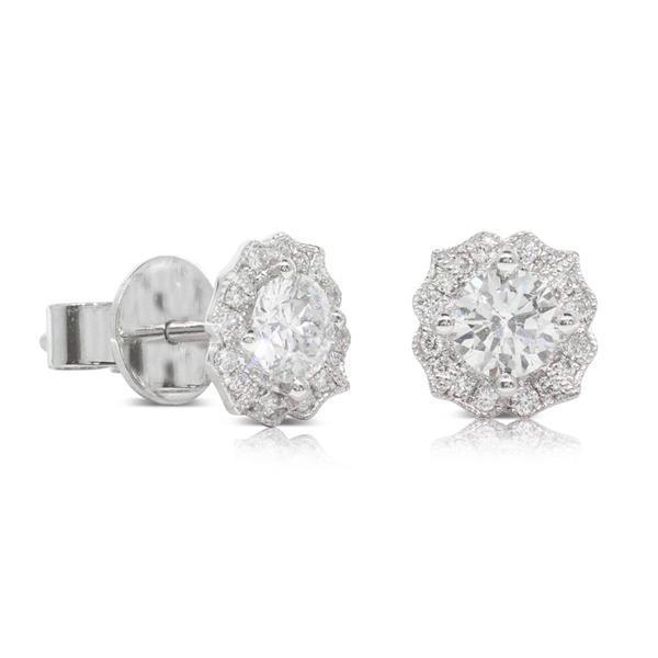 Halo Dames Oorknopjes 2,80 Karaat Ronde Echt Diamant Wit Goud 14K - harrychadent.nl