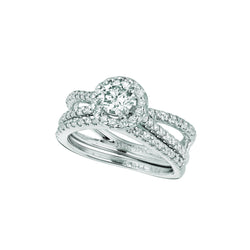 Halo Gespleten Schachtring Met Echt Diamanten 1,42 Karaat 14K Witgoud