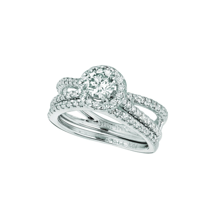 Halo Gespleten Schachtring Met Echt Diamanten 1,42 Karaat 14K Witgoud