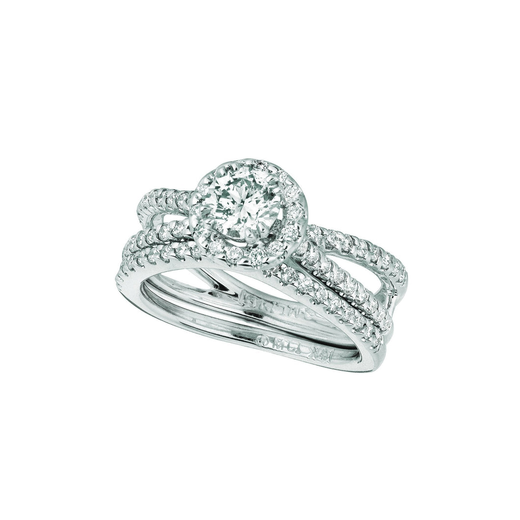 Halo Gespleten Schachtring Met Echt Diamanten 1,42 Karaat 14K Witgoud
