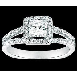 Halo Princess Echt Diamanten Ring Met Accenten 2,25 ct. Wit Goud 14K