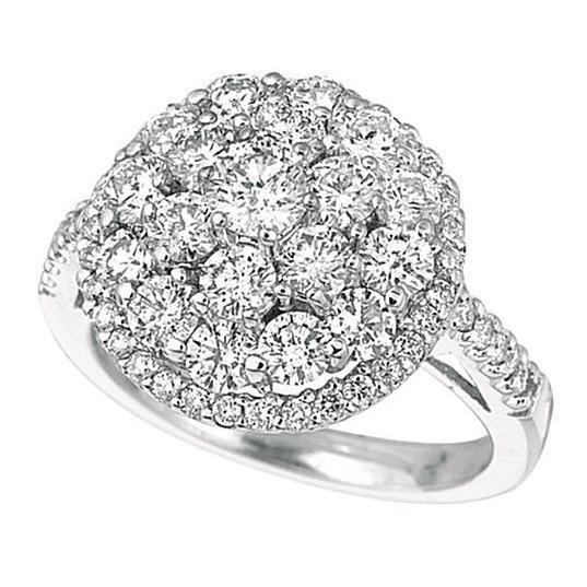 Halo Ronde Briljante Echt Diamanten Ring 2.59 Karaat WG 14K