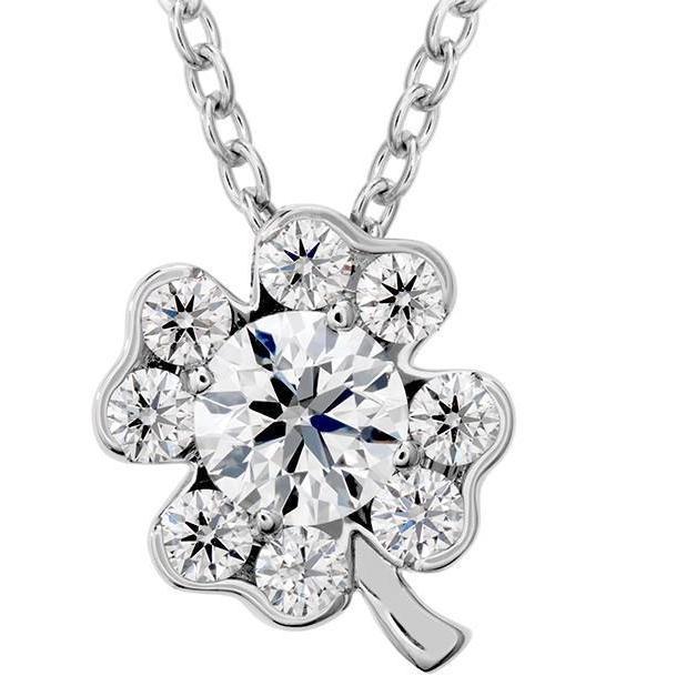 Halsketting Met Hanger In Echt Diamanten Bloemstijl Met Ketting 2,70 Karaat WG 14K