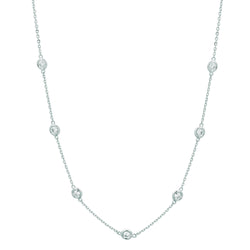 Halverwege ketting met diamanten 3,15 karaat 14K witgoud
