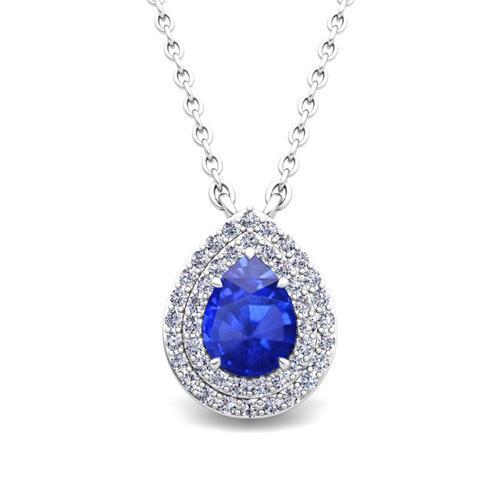 Hanger 2.50 karaat Ceylon saffier en diamant wit goud 14K - harrychadent.nl