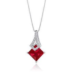 Hanger Ketting Goud Wit 14K 4,50 Ct Robijn En Diamanten