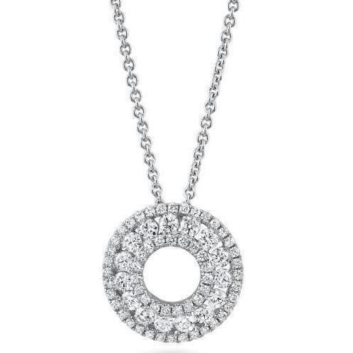 Hanger ketting 0.66 Ct ronde briljant geslepen diamanten wit goud 14K - harrychadent.nl