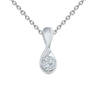 Hanger ketting 1 ct briljant geslepen diamant wit goud 14K Solitaire - harrychadent.nl