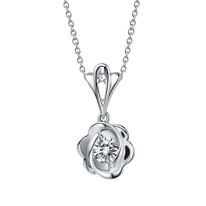 Hanger ketting 14K wit goud 1 karaat ronde geslepen diamanten Solitaire - harrychadent.nl