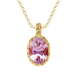 Hanger Ketting 25 Karaat Solitaire Roze Kunziet Geelgoud 14K
