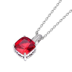 Hanger ketting 6,75 ct. Robijn en diamanten wit goud 14K
