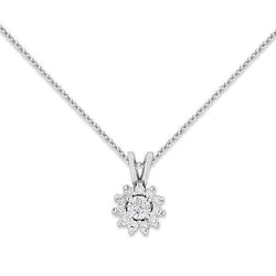 Hanger Ketting Met Ketting 1,75 Karaat Ronde Echt Diamant Wit Goud 14k