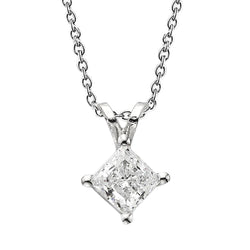 Hanger Ketting Met Ketting 2.50 Karaat Prinsesslijpsel Labgekweekte Diamant 14K Goud