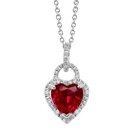 Hanger ketting wit goud 14K 5,20 ct. Robijn met diamanten - harrychadent.nl
