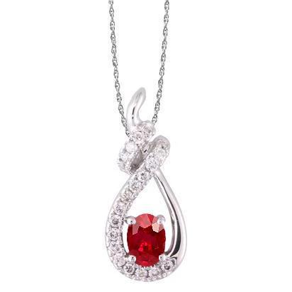 Hanger ketting wit goud 2,70 ct rode robijn en diamanten - harrychadent.nl