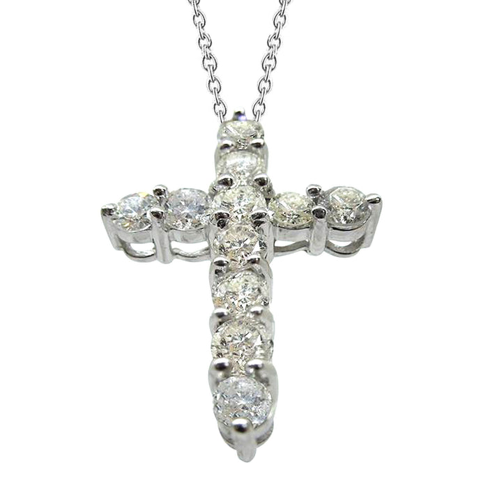Hanger massief gouden 14K kruisketting 2.75 ct ronde geslepen diamant - harrychadent.nl
