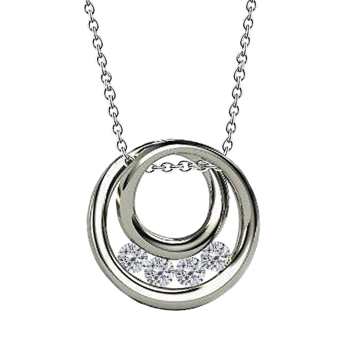 Hanger massief wit goud 14K 2 karaat ronde diamanten cirkel ketting - harrychadent.nl