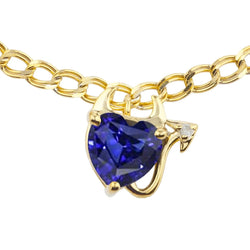 Hanger met hartsaffier en ronde diamant met ketting van 3,50 karaat