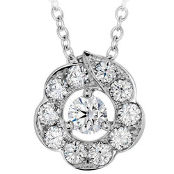 Hanger Ketting 2,25 Karaat Ronde Geslepen Echt Diamanten 14K Witgoud