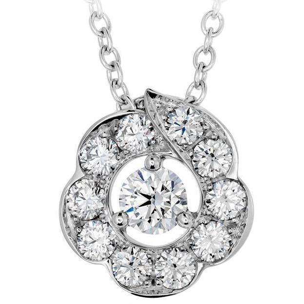 Hanger Ketting 2,25 Karaat Ronde Geslepen Echt Diamanten 14K Witgoud